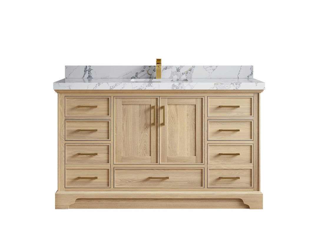 Charlotte White Oak 60 in. W x 22 in. D Single Sink Bathroom Vanity - Willow Bath and Vanity