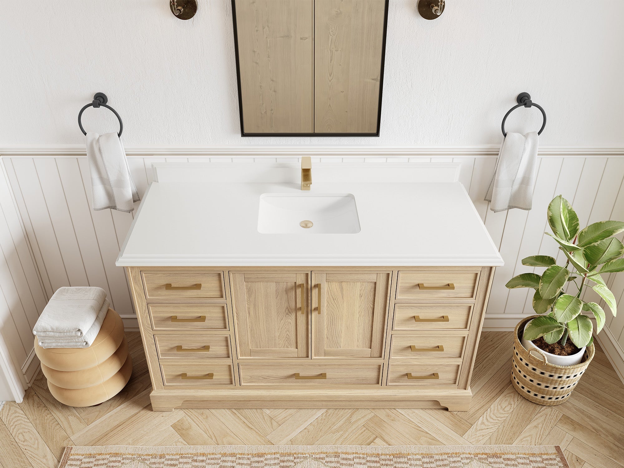 Charlotte White Oak 60 in. W x 22 in. D Single Sink Bathroom Vanity - Willow Bath and Vanity