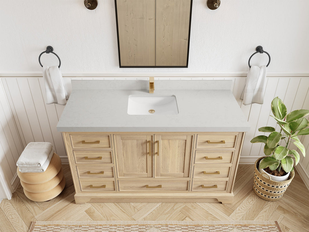 Charlotte White Oak 60 in. W x 22 in. D Single Sink Bathroom Vanity - Willow Bath and Vanity