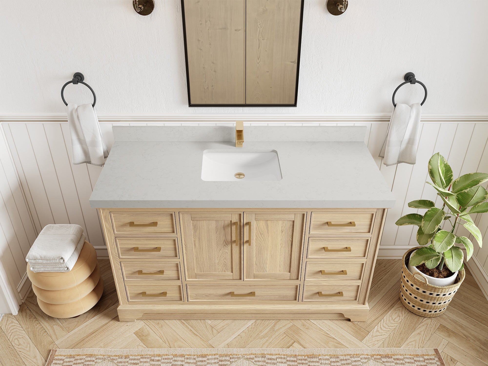 Charlotte White Oak 60 in. W x 22 in. D Single Sink Bathroom Vanity - Willow Bath and Vanity