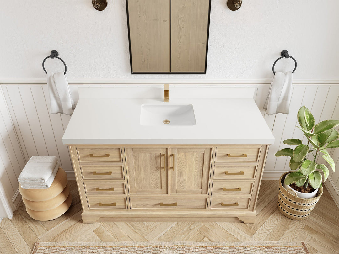 Charlotte White Oak 60 in. W x 22 in. D Single Sink Bathroom Vanity - Willow Bath and Vanity