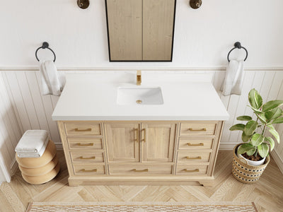 Charlotte White Oak 60 in. W x 22 in. D Single Sink Bathroom Vanity - Willow Bath and Vanity