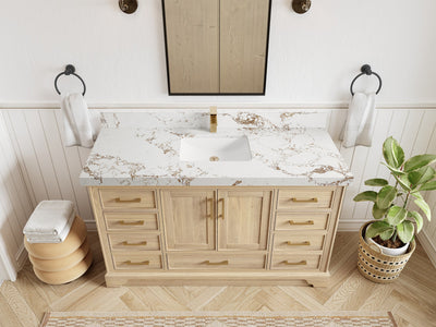 Charlotte White Oak 60 in. W x 22 in. D Single Sink Bathroom Vanity - Willow Bath and Vanity