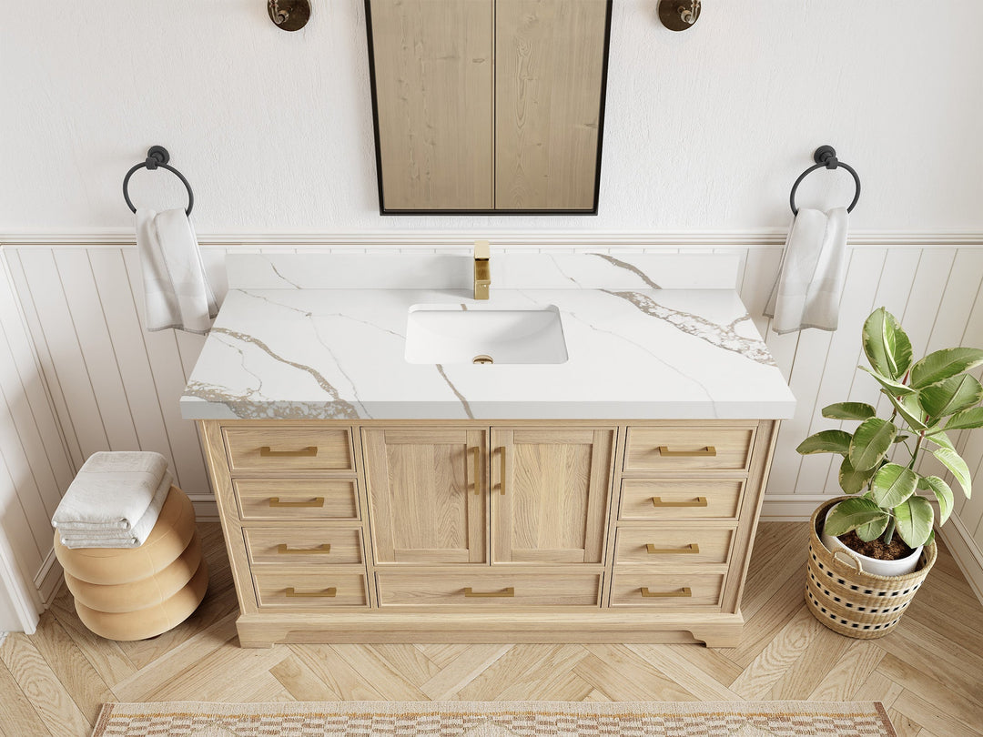 Charlotte White Oak 60 in. W x 22 in. D Single Sink Bathroom Vanity - Willow Bath and Vanity