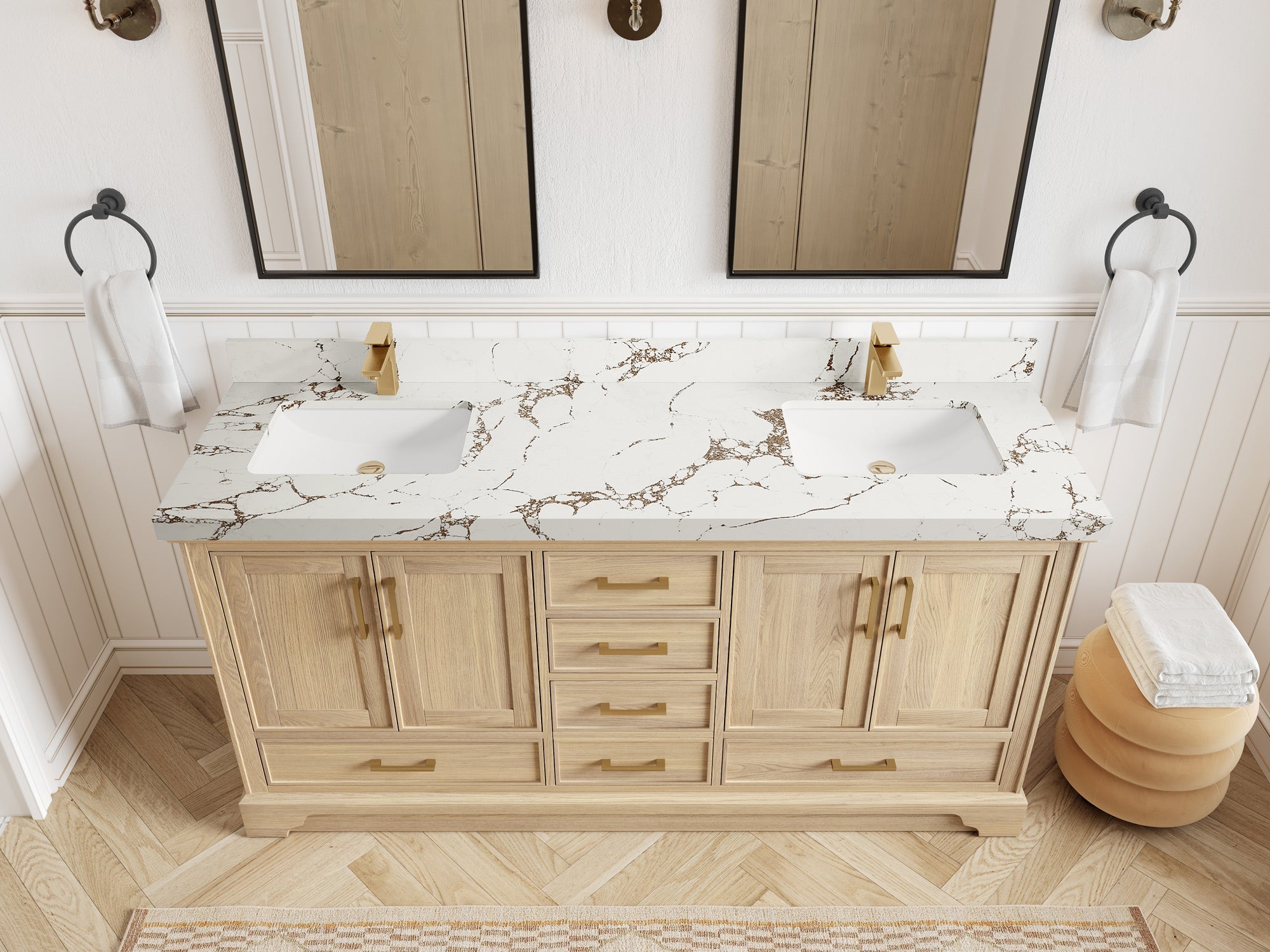 Charlotte White Oak 72 in. W x 22 in. D Double Sink Bathroom Vanity - Willow Bath and Vanity