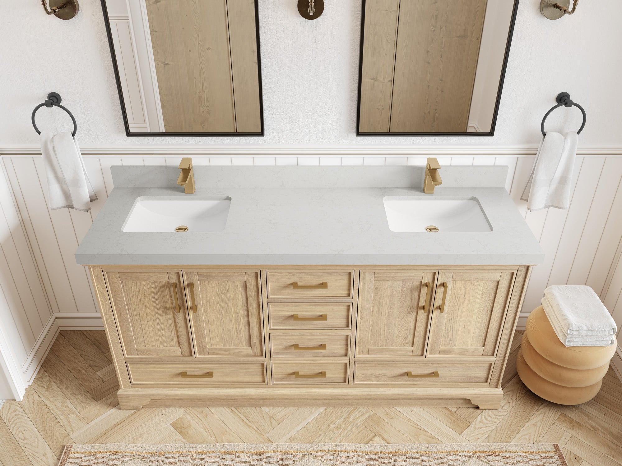 Charlotte White Oak 72 in. W x 22 in. D Double Sink Bathroom Vanity - Willow Bath and Vanity