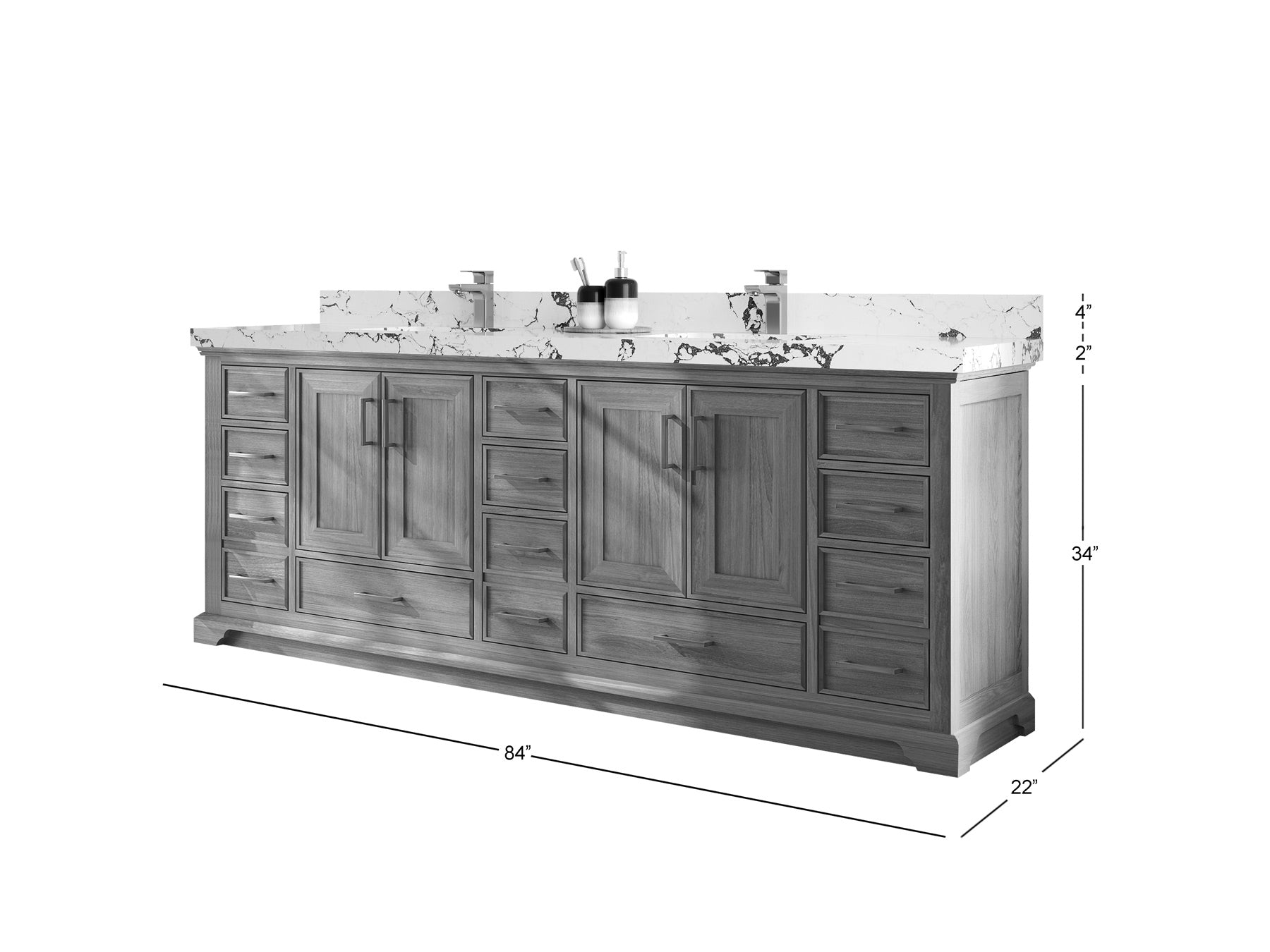 Charlotte White Oak 84 in. W x 22 in. D Double Sink Bathroom Vanity - Willow Bath and Vanity