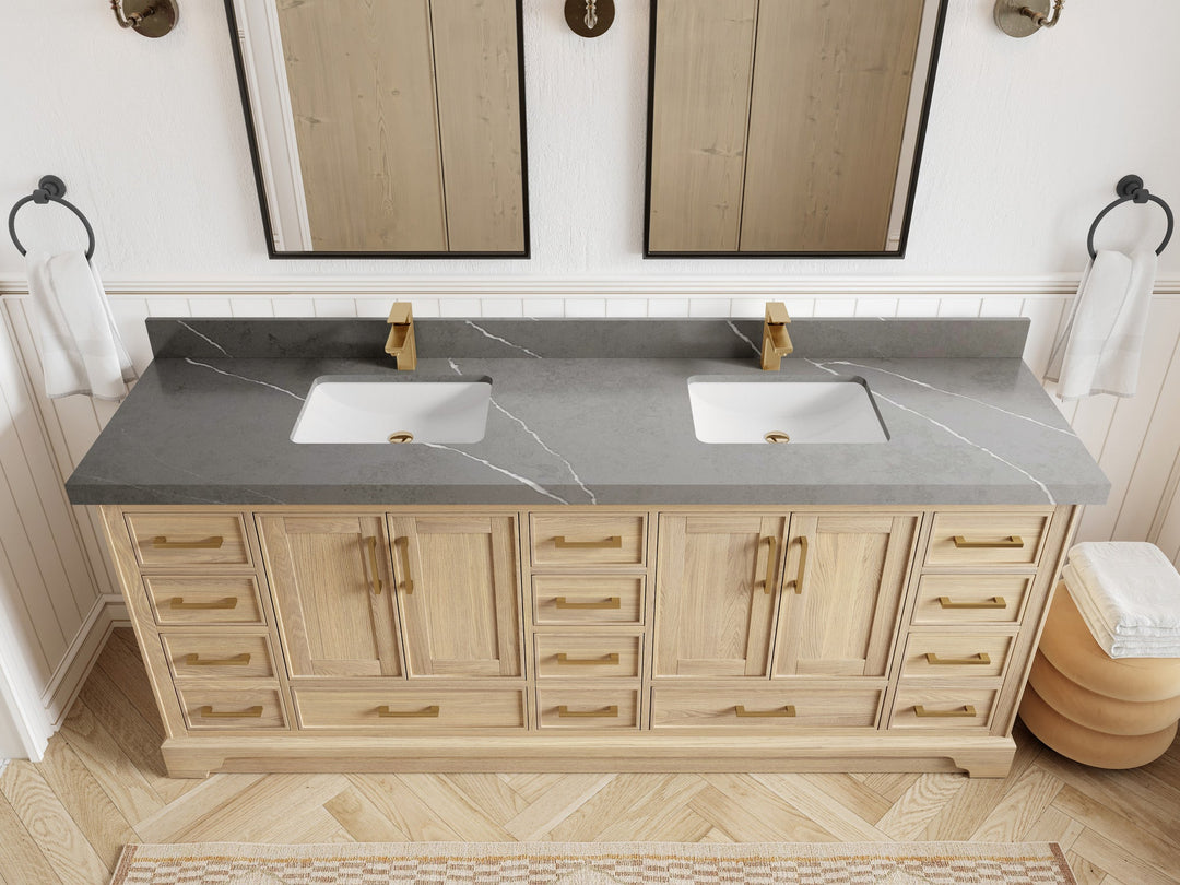 Charlotte White Oak 84 in. W x 22 in. D Double Sink Bathroom Vanity - Willow Bath and Vanity