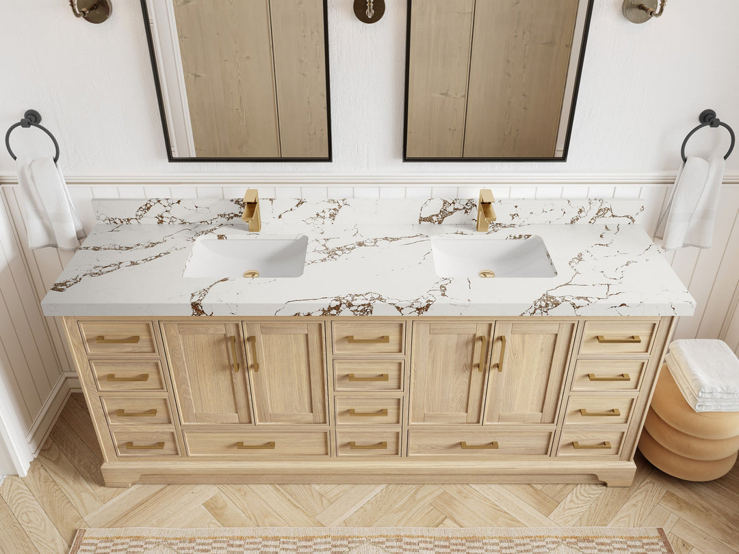 Charlotte White Oak 84 in. W x 22 in. D Double Sink Bathroom Vanity - Willow Bath and Vanity