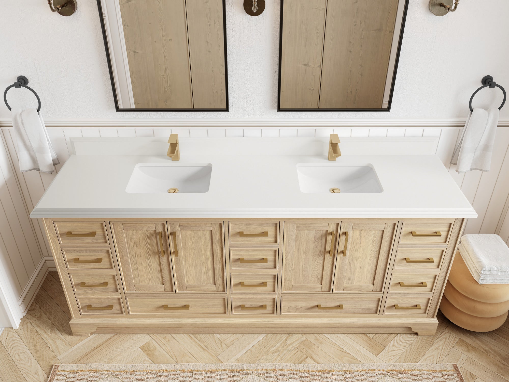 Charlotte White Oak 84 in. W x 22 in. D Double Sink Bathroom Vanity - Willow Bath and Vanity