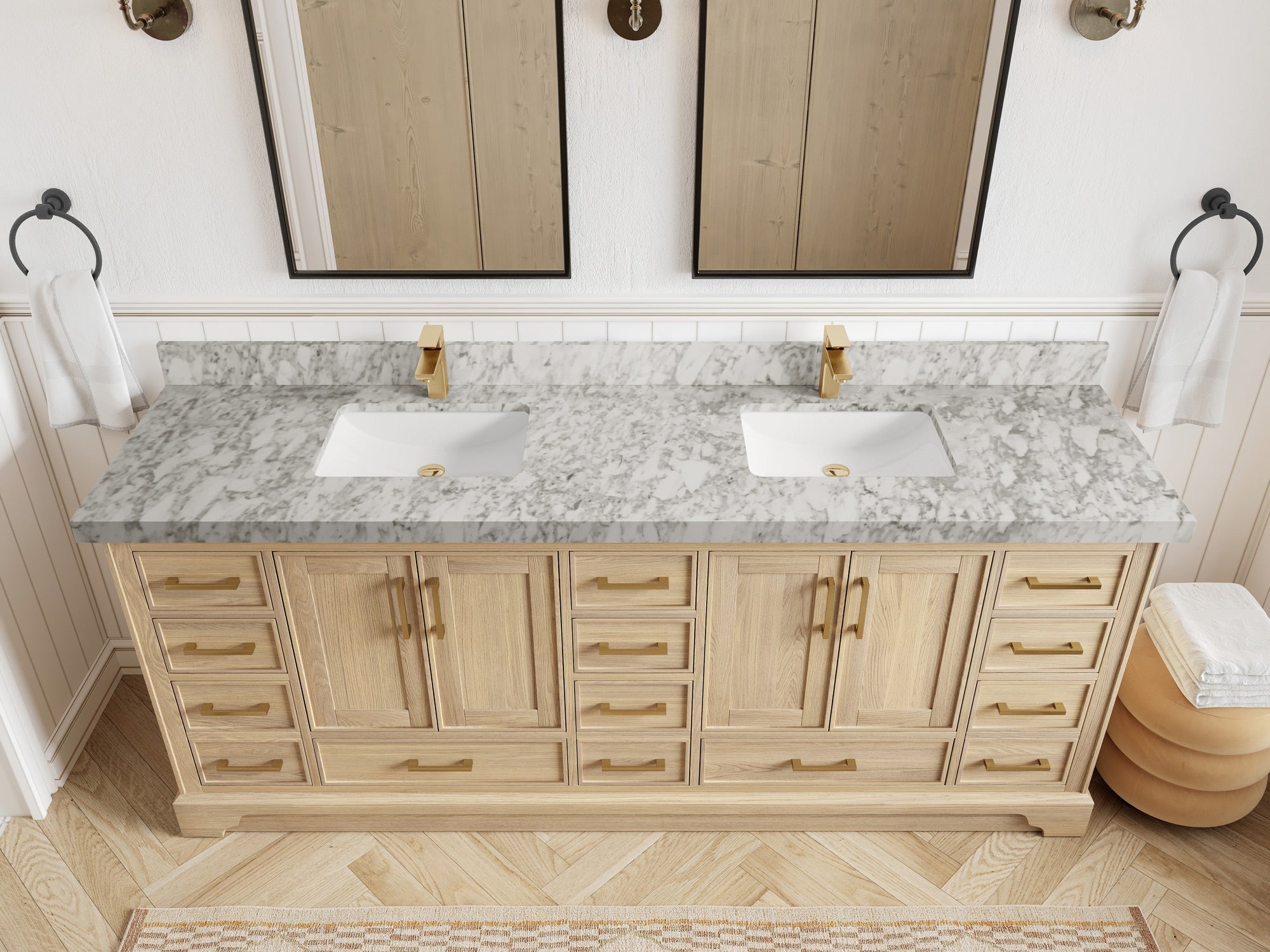 Charlotte White Oak 84 in. W x 22 in. D Double Sink Bathroom Vanity - Willow Bath and Vanity