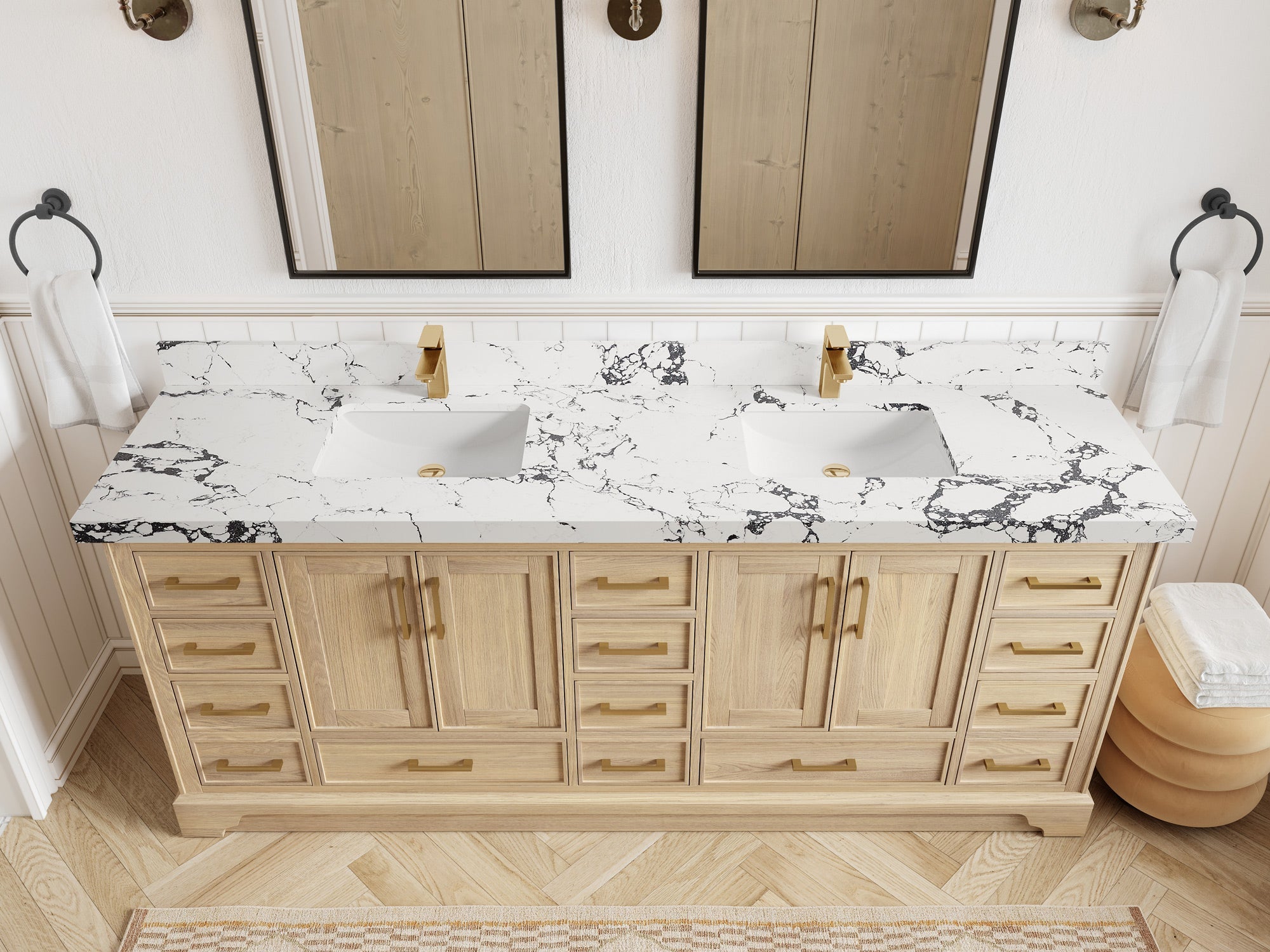 Charlotte White Oak 84 in. W x 22 in. D Double Sink Bathroom Vanity - Willow Bath and Vanity