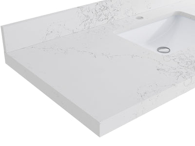 Chicago 24-inch vanity countertop with white surface and delicate gray pattern, angled view