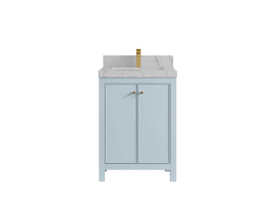 Chicago 24-inch bathroom vanity in Blue Heather with Venatino Quartz countertop