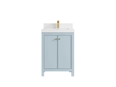 Chicago 24-inch bathroom vanity in Blue Heather with White Quartz countertop