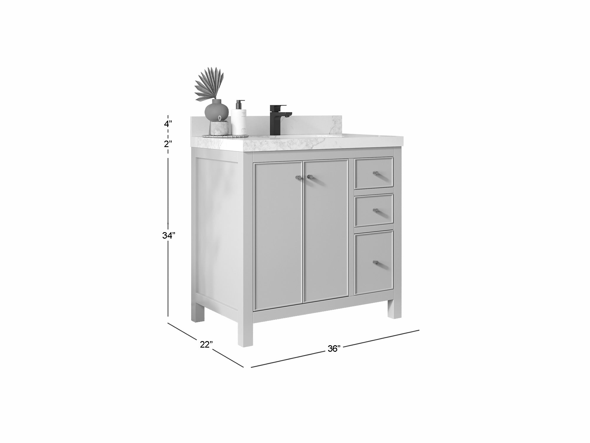 Chicago 36 in. W x 22 in. D Center Sink Bathroom Vanity - Willow Bath and Vanity