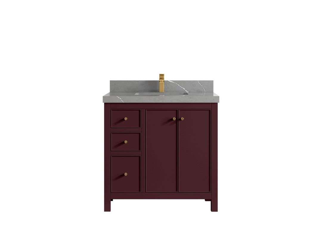 Chicago 36 in. W x 22 in. D Center Sink Bathroom Vanity | 
              
                Burgundy
                
                  
             - CHI_BGD_WHQZ_36CR - photo №17