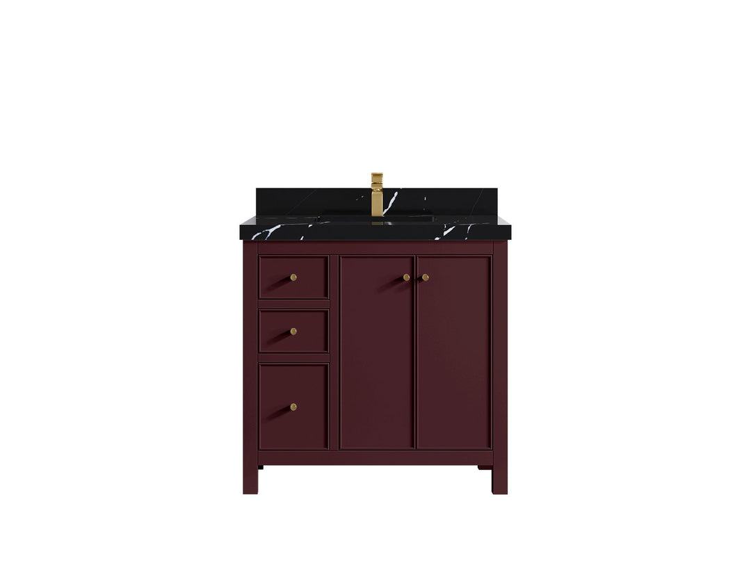 Chicago 36 in. W x 22 in. D Center Sink Bathroom Vanity | 
              
                Burgundy
                
                  
             - CHI_BGD_WHQZ_36CR - photo №29