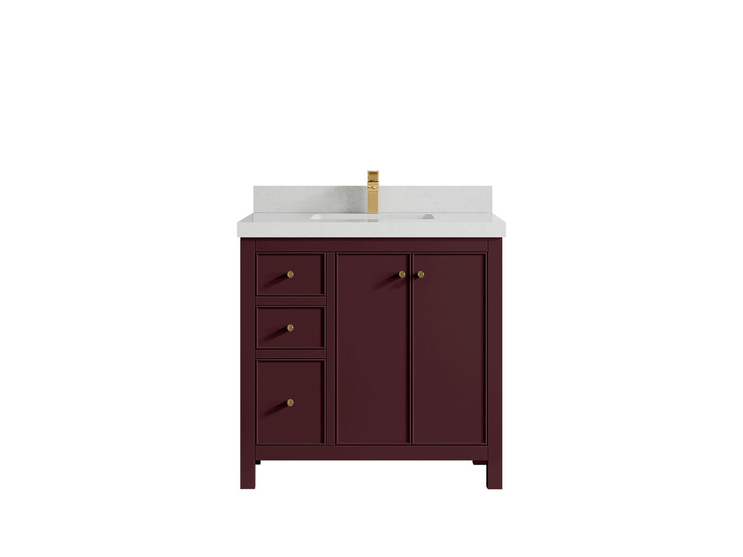 Chicago 36 in. W x 22 in. D Center Sink Bathroom Vanity | 
              
                Burgundy
                
                  
             - CHI_BGD_WHQZ_36CR - photo №43