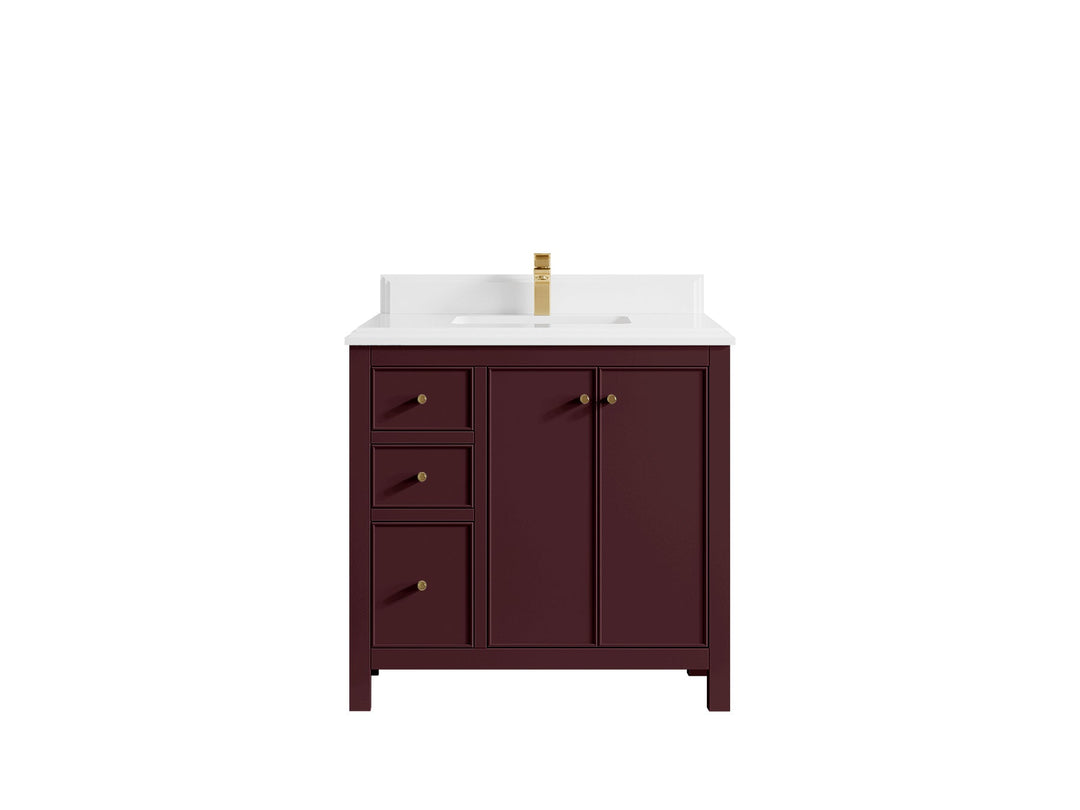 Chicago 36 in. W x 22 in. D Center Sink Bathroom Vanity | 
              
                Burgundy
                
                  
             - CHI_BGD_WHQZ_36CR - photo №49