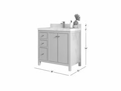Chicago 36 in. W x 22 in. D Center Sink Bathroom Vanity - photo 5