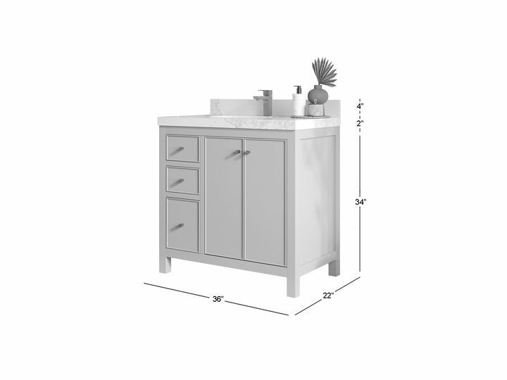 Chicago 36 in. W x 22 in. D Center Sink Bathroom Vanity - photo 5
