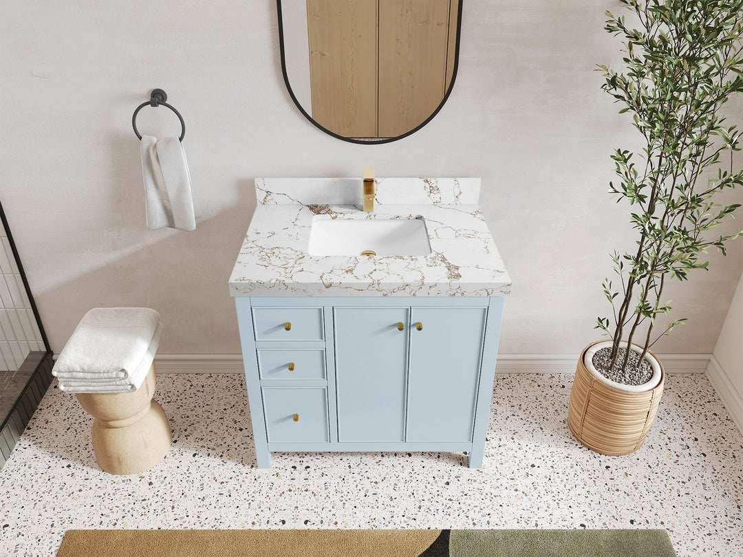 Chicago 36 in. W x 22 in. D Center Sink Bathroom Vanity - Willow Bath and Vanity