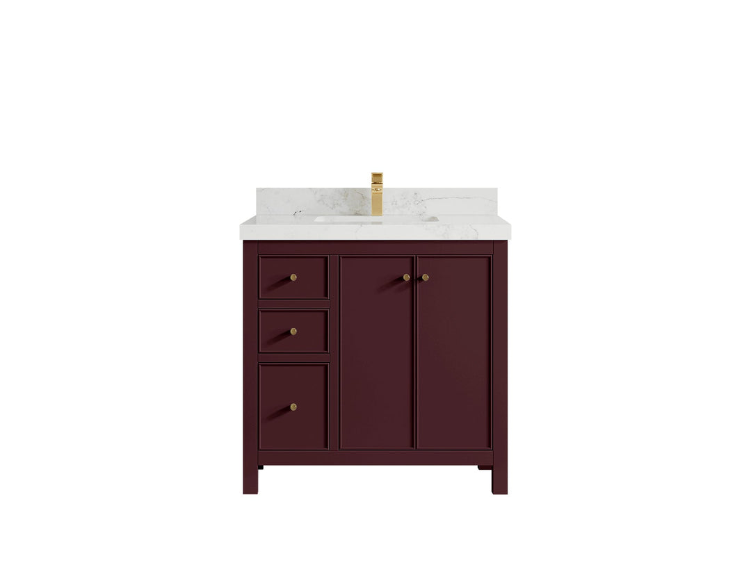 Chicago 36 in. W x 22 in. D Center Sink Bathroom Vanity | 
              
                Burgundy
                
                  
             - CHI_BGD_WHQZ_36CR - photo №35