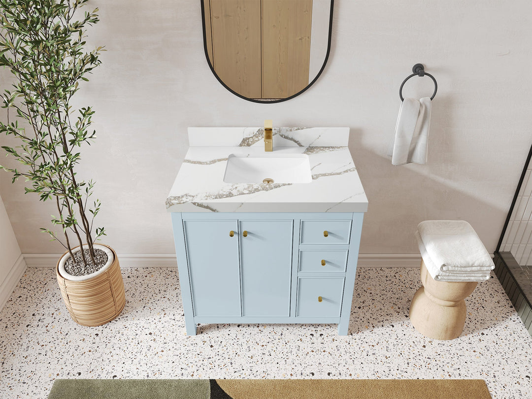 Chicago 36 in. W x 22 in. D Center Sink Bathroom Vanity - Willow Bath and Vanity