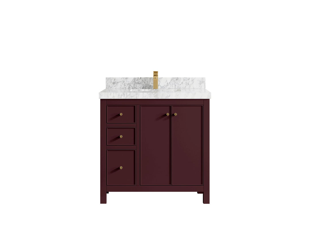 Chicago 36 in. W x 22 in. D Center Sink Bathroom Vanity | 
              
                Burgundy
                
                  
             - CHI_BGD_WHQZ_36CR - photo №41