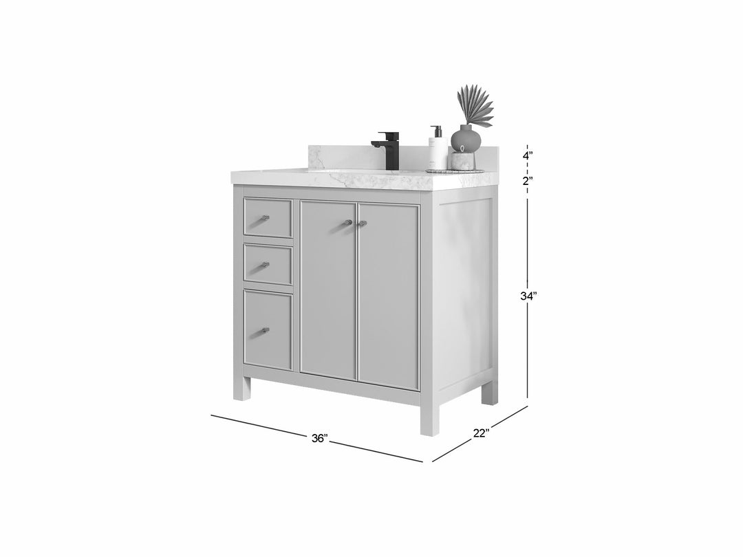 Chicago 36 in. W x 22 in. D Center Sink Bathroom Vanity - Willow Bath and Vanity