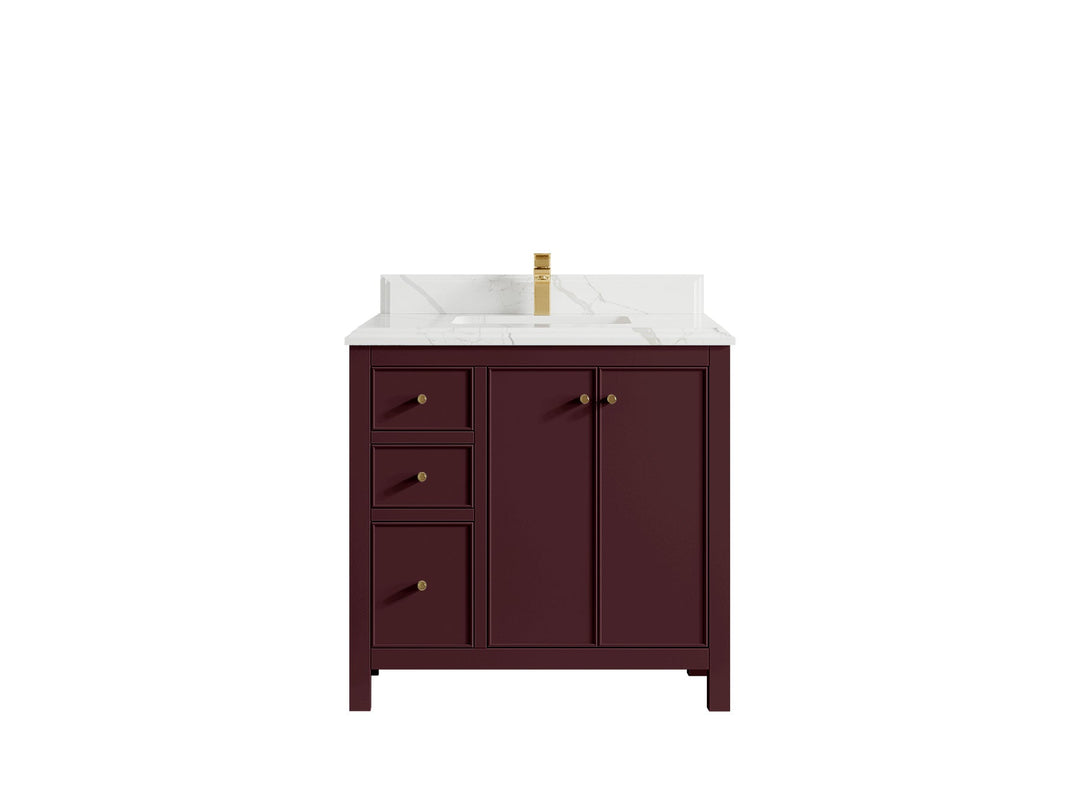Chicago 36 in. W x 22 in. D Center Sink Bathroom Vanity | 
              
                Burgundy
                
                  
             - CHI_BGD_WHQZ_36CR - photo №45