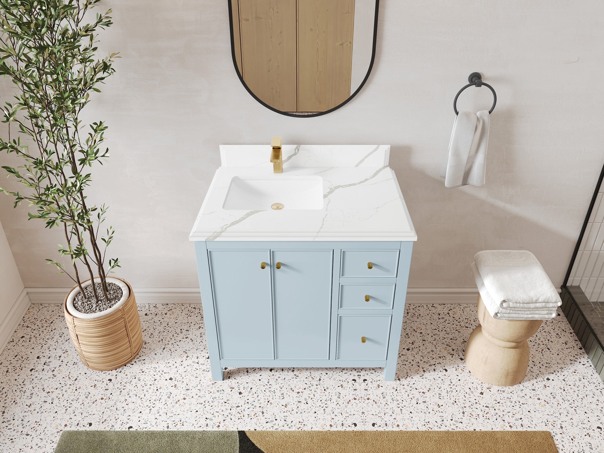 Chicago 36 in. W x 22 in. D Left Offset Sink Bathroom Vanity - Willow Bath and Vanity