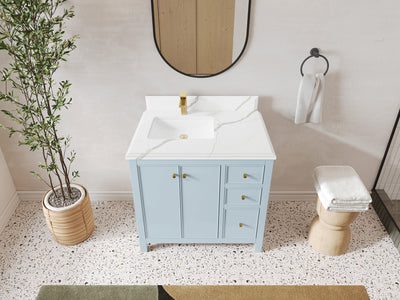 Chicago 36 in. W x 22 in. D Left Offset Sink Bathroom Vanity - Willow Bath and Vanity
