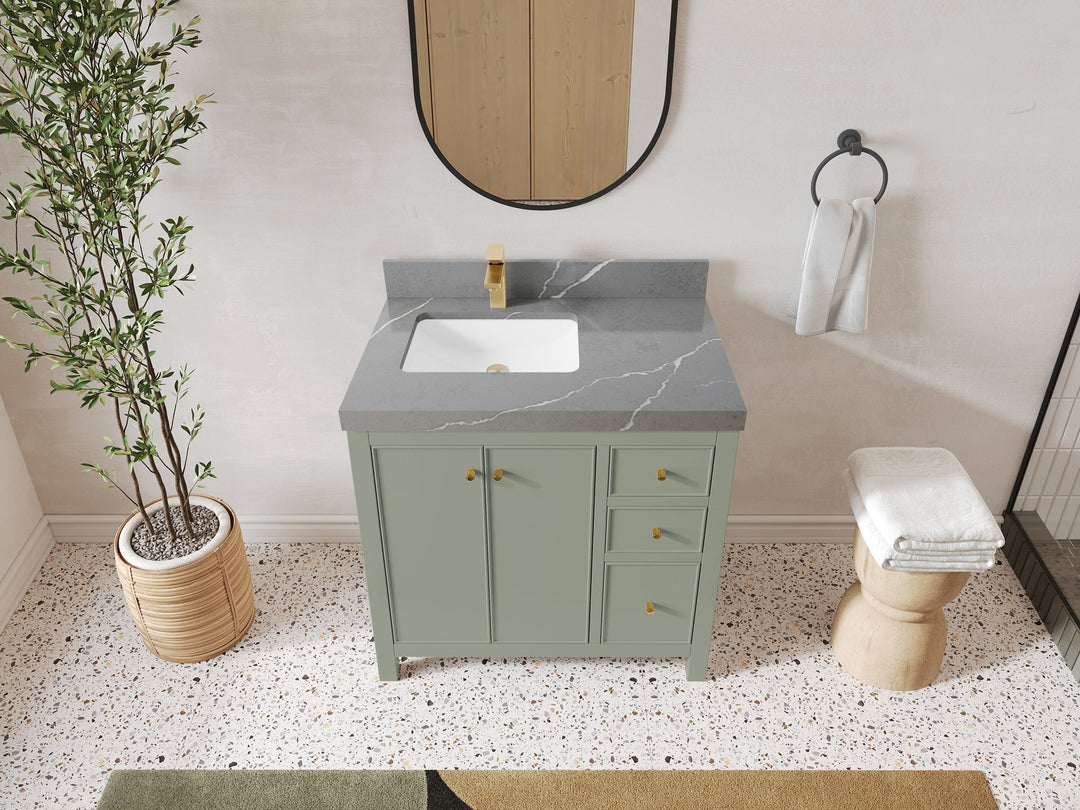 Chicago 36 in. W x 22 in. D Left Offset Sink Bathroom Vanity - Willow Bath and Vanity