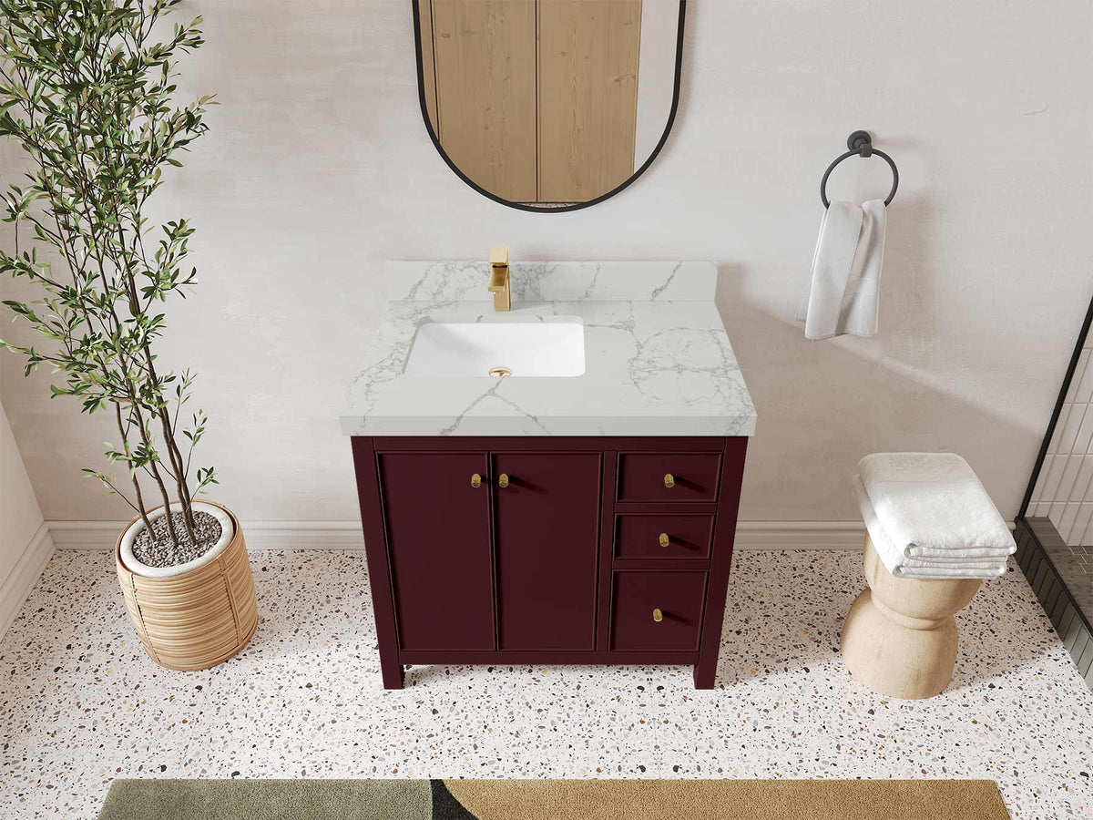 Chicago 36 in. W x 22 in. D Left Offset Sink Bathroom Vanity - Willow Bath and Vanity