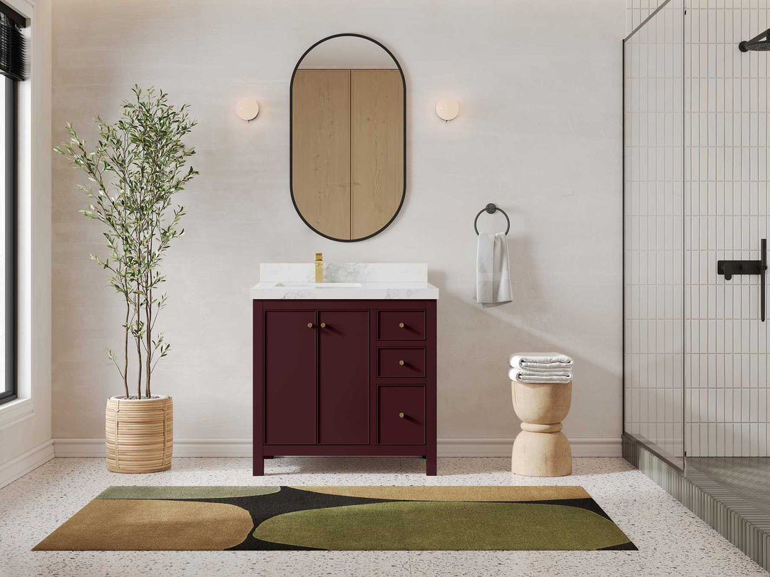 Chicago 36 in. W x 22 in. D Left Offset Sink Bathroom Vanity - Willow Bath and Vanity