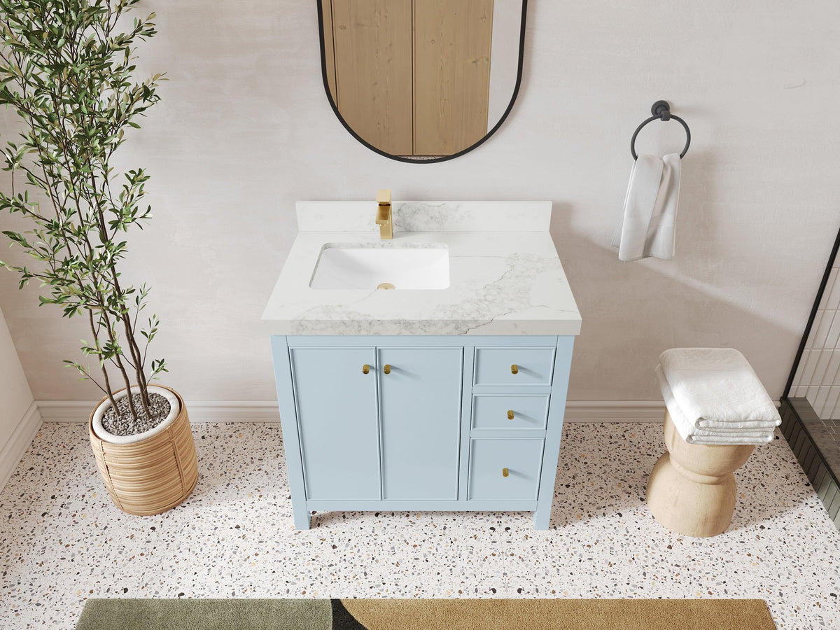 Chicago 36 in. W x 22 in. D Left Offset Sink Bathroom Vanity - Willow Bath and Vanity