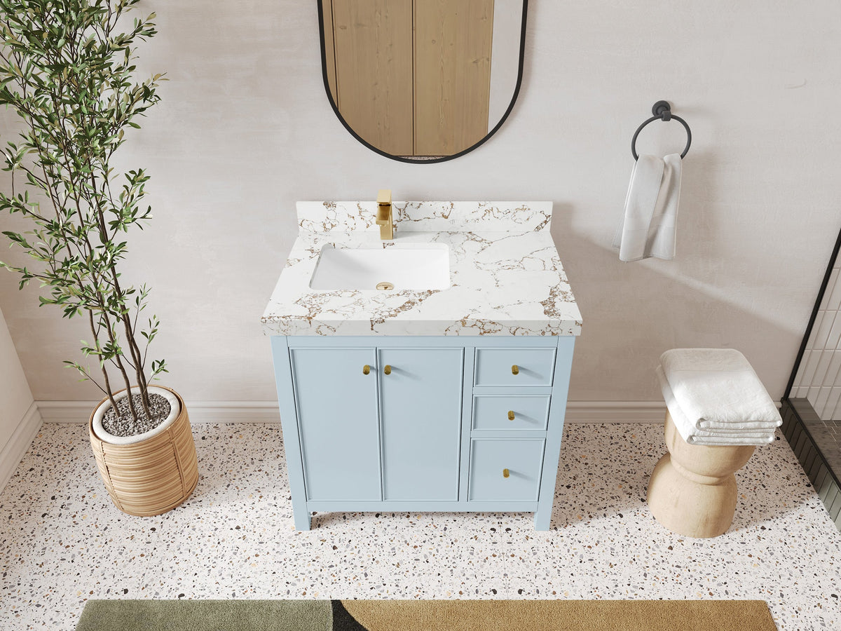 Chicago 36 in. W x 22 in. D Left Offset Sink Bathroom Vanity - Willow Bath and Vanity
