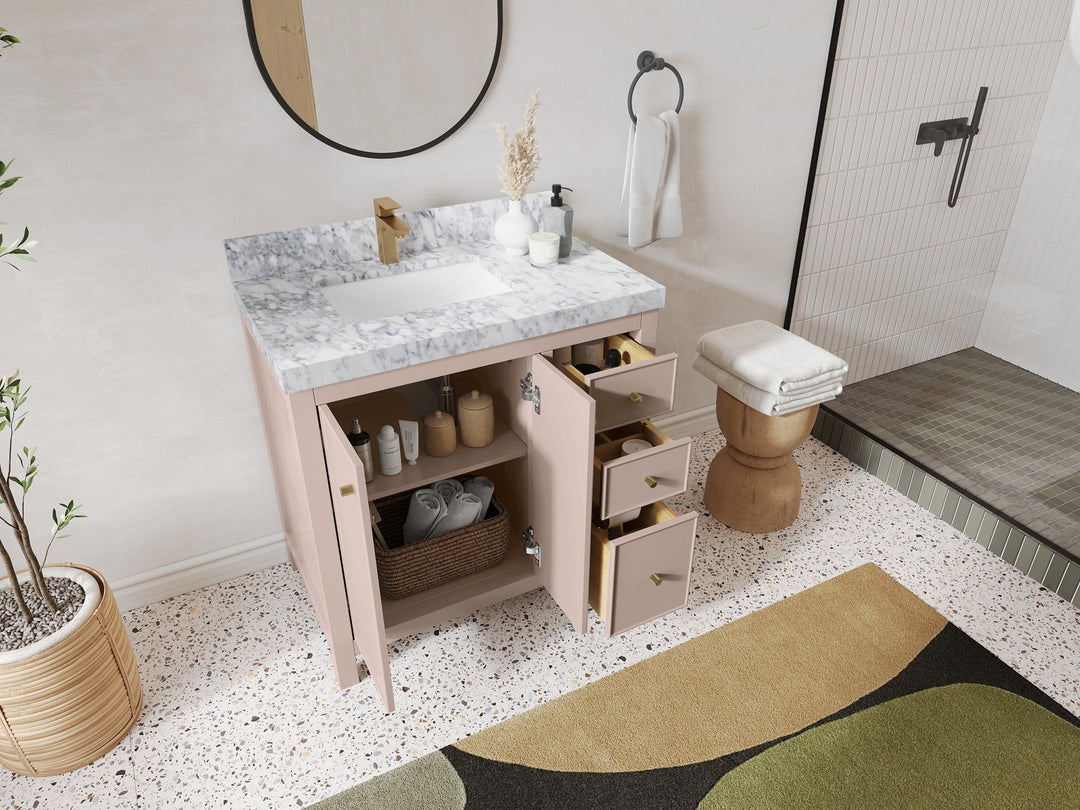Chicago 36 in. W x 22 in. D Left Offset Sink Bathroom Vanity - Willow Bath and Vanity