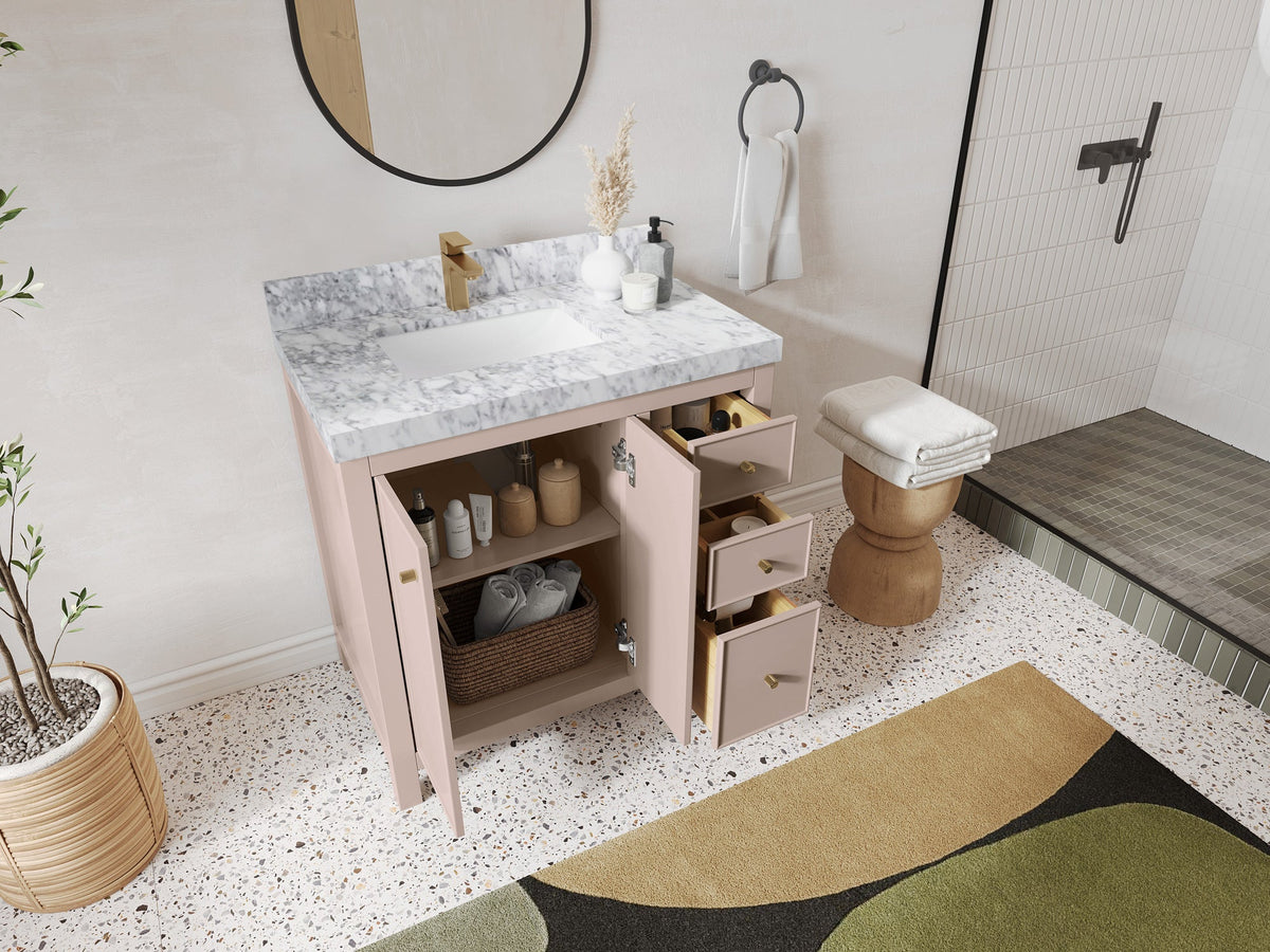 Chicago 36 in. W x 22 in. D Left Offset Sink Bathroom Vanity - Willow Bath and Vanity
