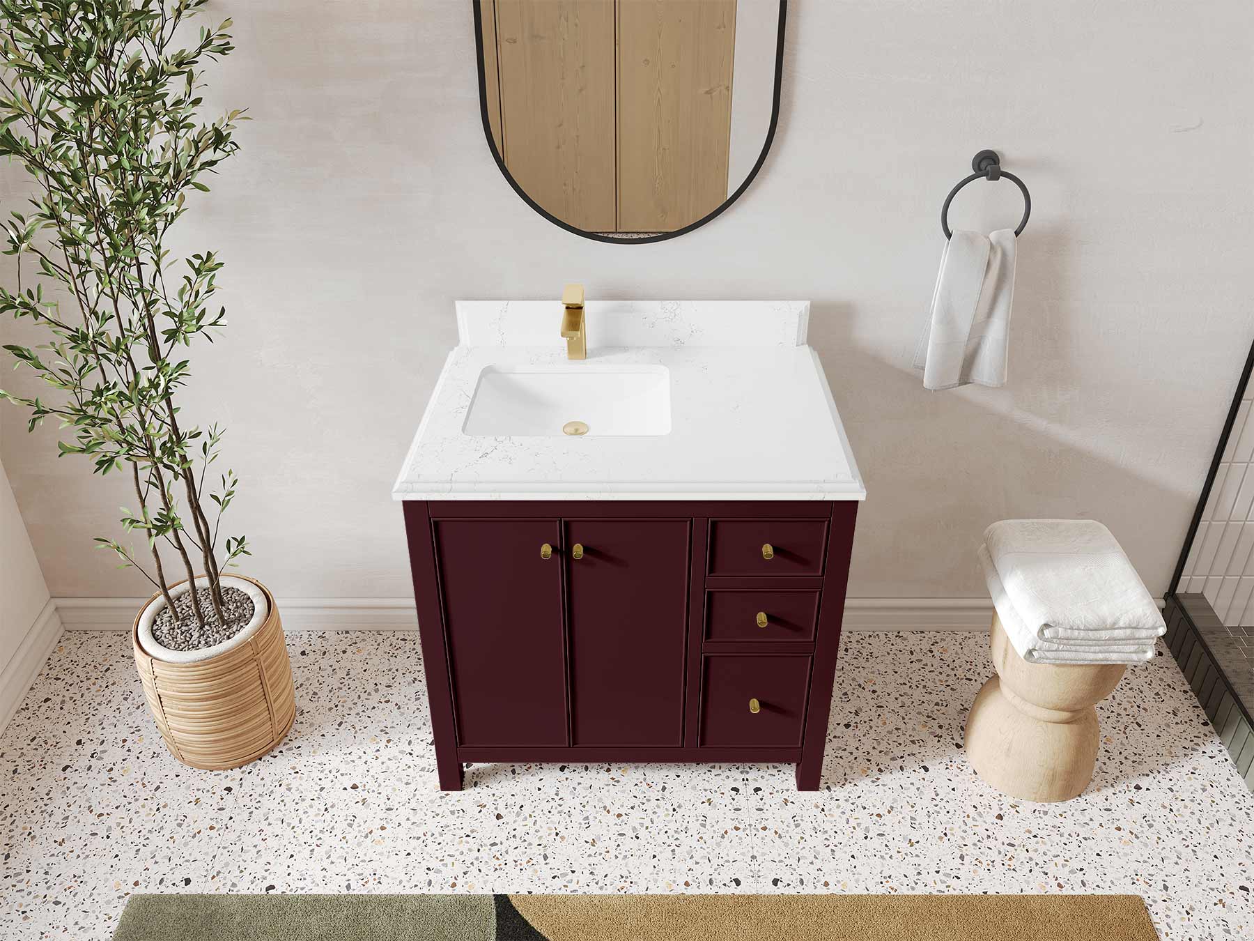 Chicago 36 in. W x 22 in. D Left Offset Sink Bathroom Vanity - Willow Bath and Vanity