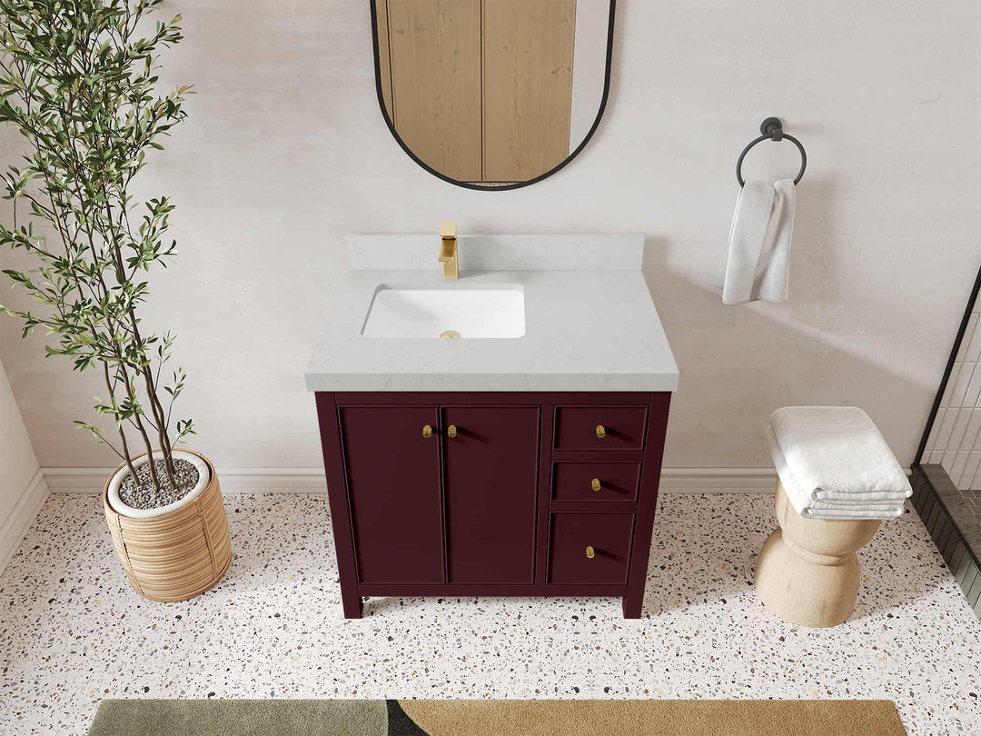 Chicago 36 in. W x 22 in. D Left Offset Sink Bathroom Vanity - Willow Bath and Vanity
