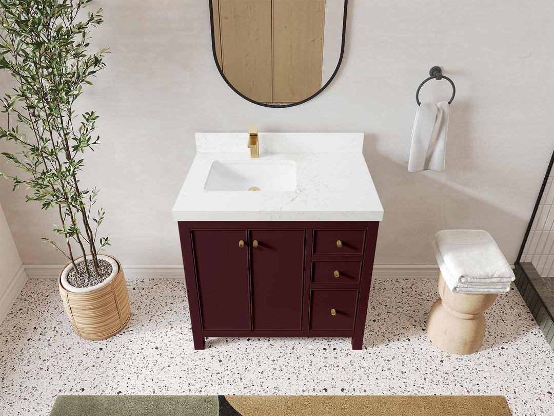 Chicago 36 in. W x 22 in. D Left Offset Sink Bathroom Vanity - Willow Bath and Vanity