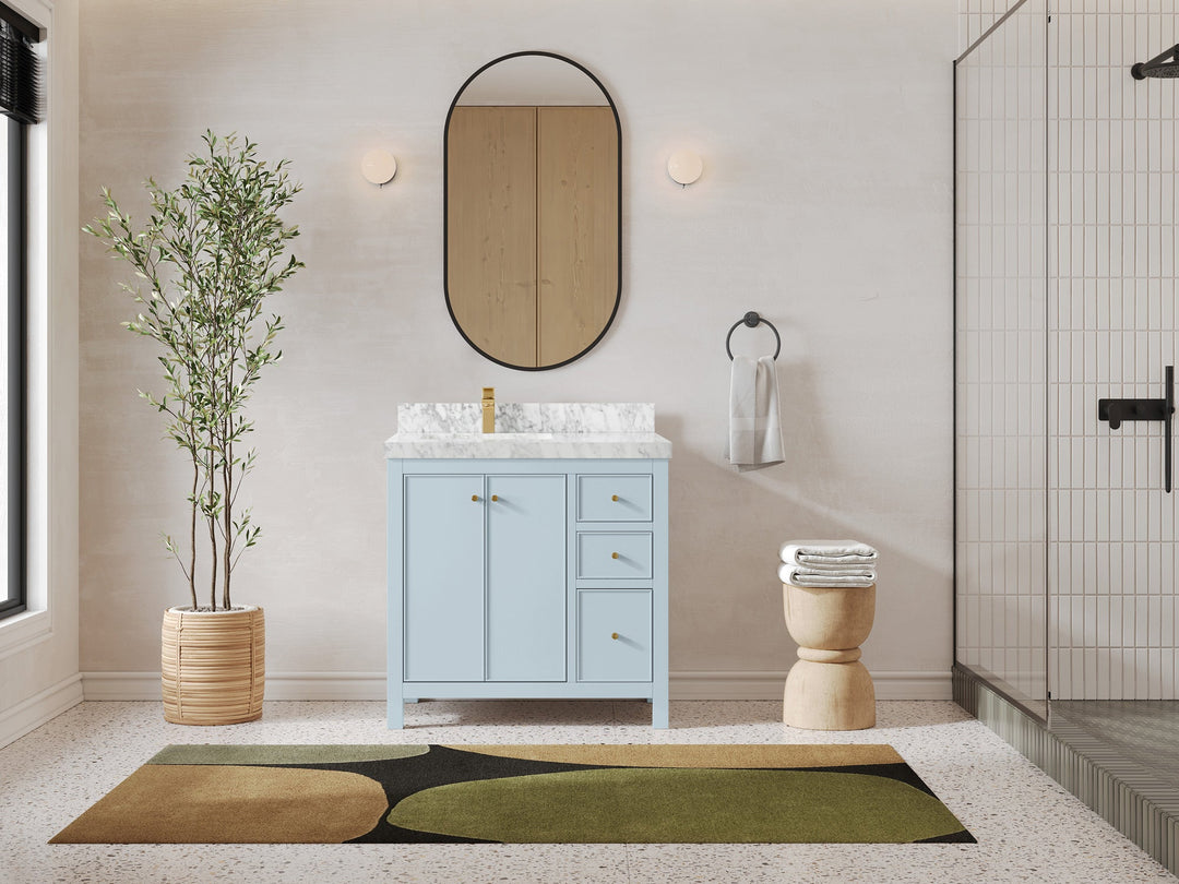Chicago 36 in. W x 22 in. D Left Offset Sink Bathroom Vanity - Willow Bath and Vanity