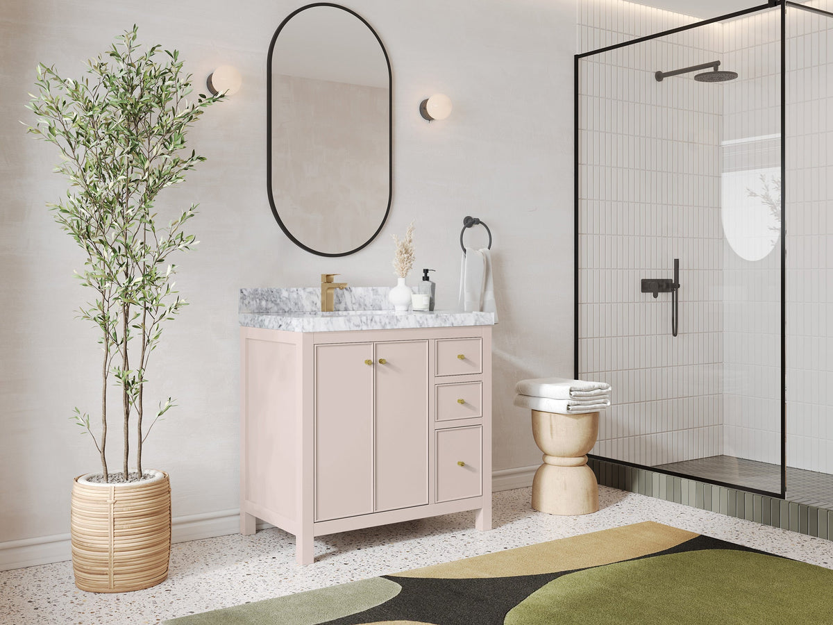 Chicago 36 in. W x 22 in. D Left Offset Sink Bathroom Vanity - Willow Bath and Vanity
