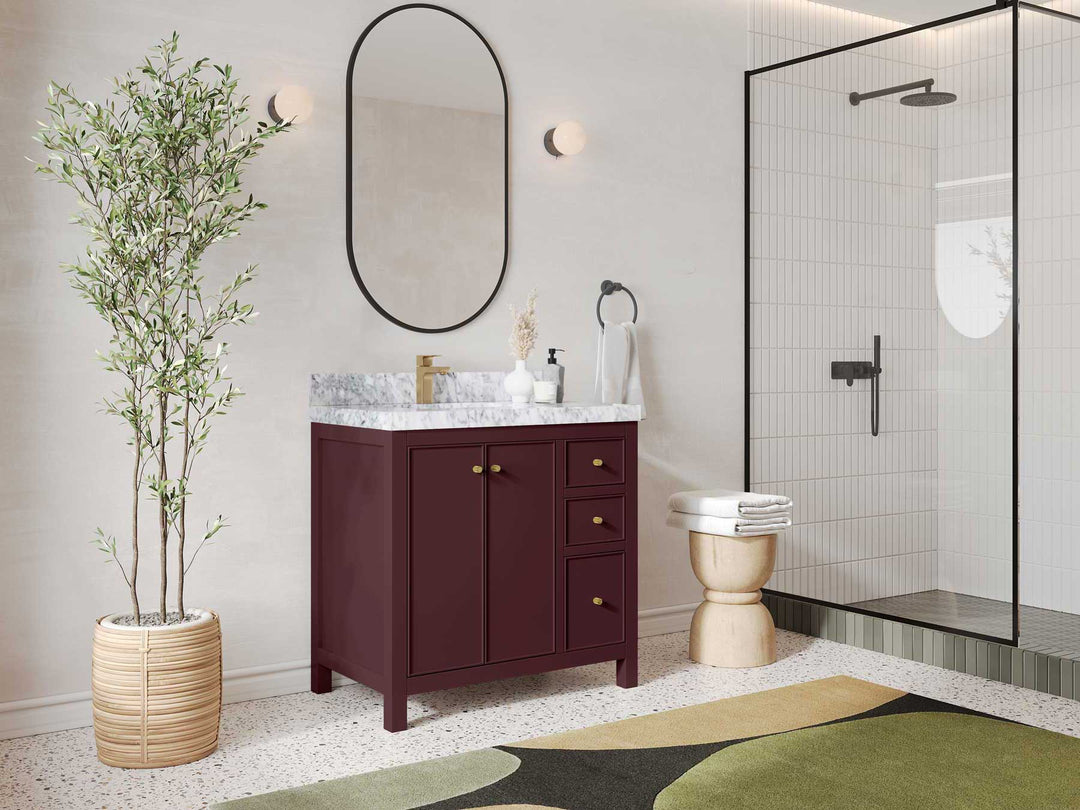 Chicago 36 in. W x 22 in. D Left Offset Sink Bathroom Vanity - Willow Bath and Vanity