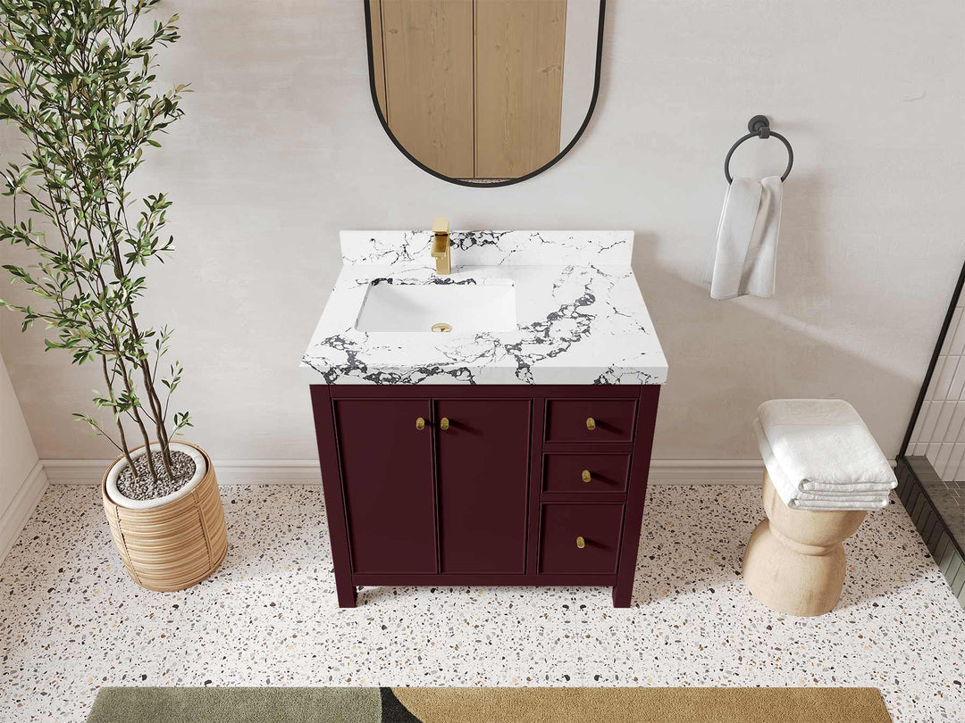 Chicago 36 in. W x 22 in. D Left Offset Sink Bathroom Vanity - Willow Bath and Vanity