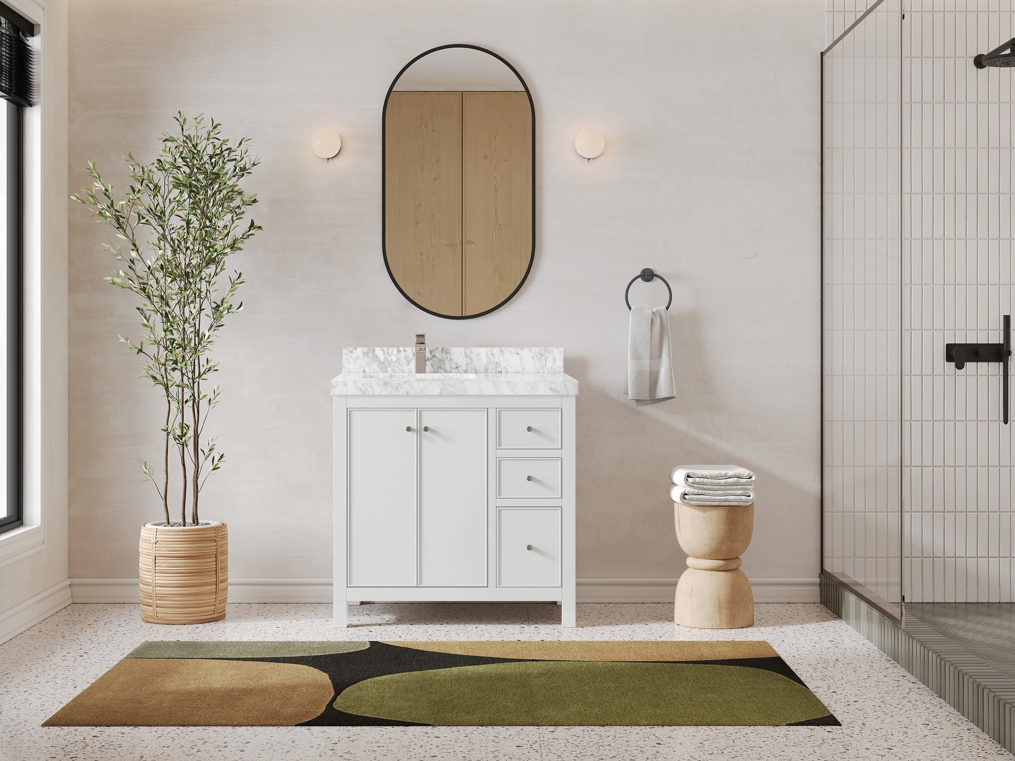 Chicago 36 in. W x 22 in. D Left Offset Sink Bathroom Vanity - Willow Bath and Vanity