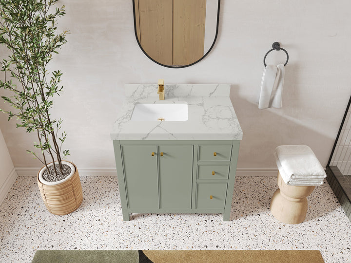 Chicago 36 in. W x 22 in. D Left Offset Sink Bathroom Vanity - photo 40